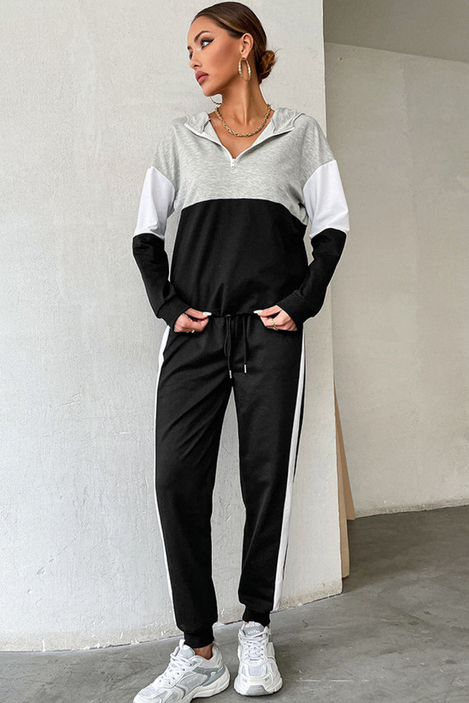 Striped Hoodie and Drawstring Joggers Set - Zoretti Clothing