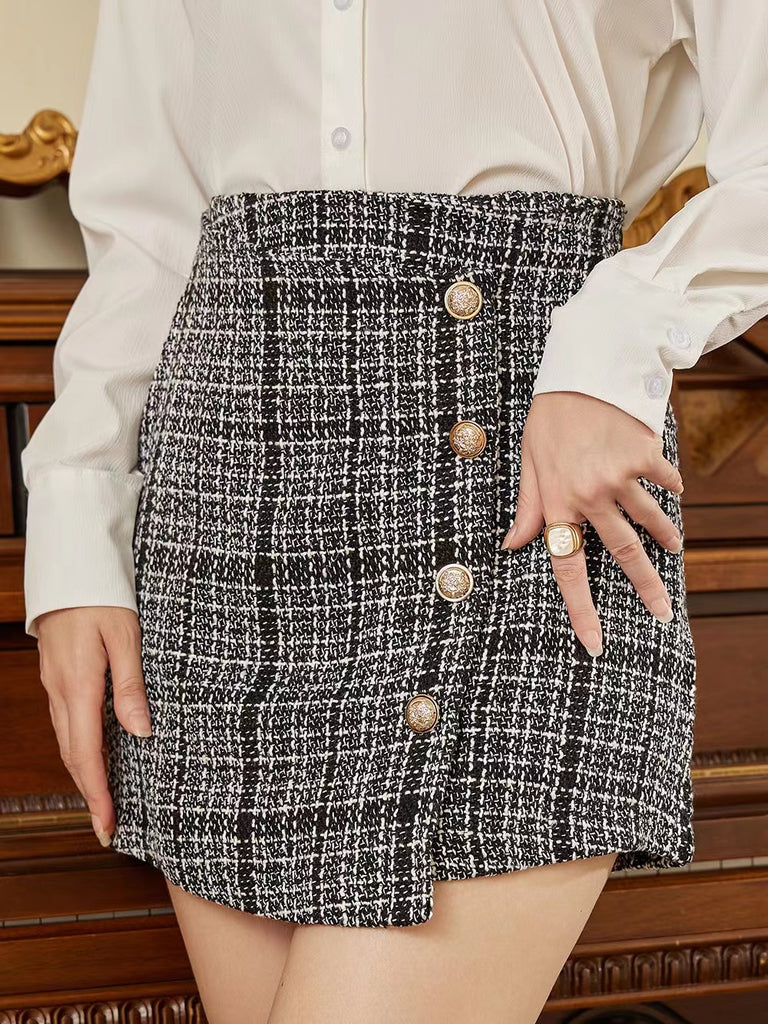 High Waist Buttoned Mini Skirt