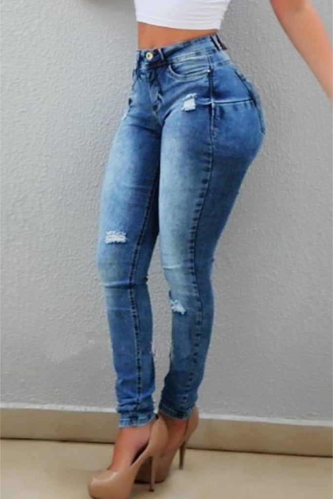 Distressed Long Jeans