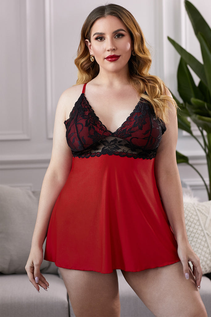 Lace See-Through Plus Size Chemise - Zoretti Clothing